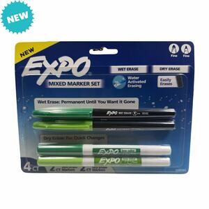 Expo Mixed Marker Set 4 Count Green Wet Erase Dry Erase Fine Tip